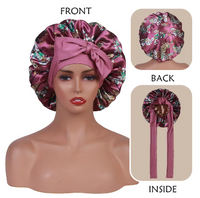 Thumbnail for Satin Bonnet - Reversible Floral with Head Tie