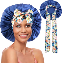 Thumbnail for Satin Bonnet with Floral Tie