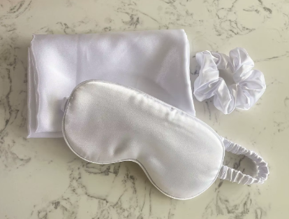 Silky Satin Pillowcase Set with Eye Mask and Scrunchie, Gift Box