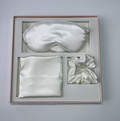 Silky Satin Pillowcase Set with Eye Mask and Scrunchie, Gift Box