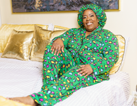 Thumbnail for Animal Print - Bamboo Pajama Pants Set, With A Matching Satin-Lined Bonnet