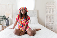 Thumbnail for Nail Polish - Bamboo Short Sleeve Nightgown Set, With A Matching Satin-Lined Bonnet