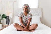 Thumbnail for Fruity Tootie - Bamboo Pajama Shorts Set, With A Matching Satin-Lined Bonnet